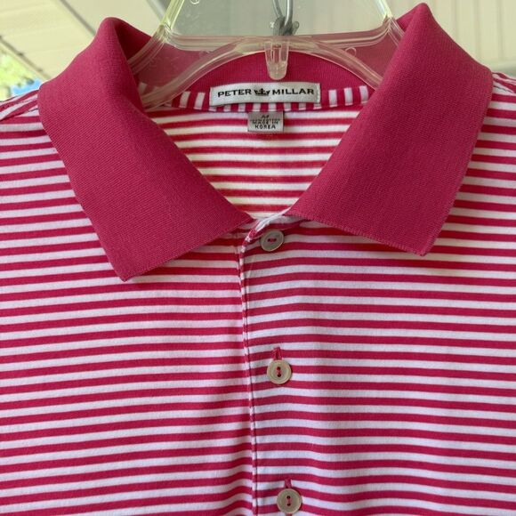Peter Millar Other - Peter Millar Golf Polo.  Pink and White Striped. Size M. 100% Cotton